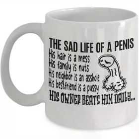 1pc 11oz Funny Penis Coffee Mug - Vulgar Ceramic Cup with Humorous Quote, Microwave Safe, Perfect for Bachelorette