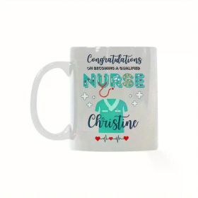 1pc Congratulations Nurse Ceramic Coffee Mug - Reusable, Microwave Safe, 11oz White Mug with