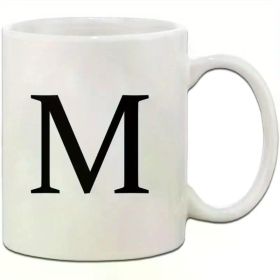 1pc White Ceramic Coffee Mug with Bold "M" Design - Ideal for Hot or Cold Beverages, Microwave