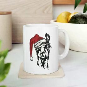1pc Christmas Alpaca Ceramic Mug 11oz - Reusable, Microwave Safe, Hand Wash Only -