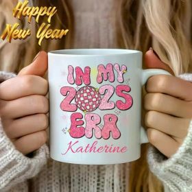 2025 New Year Ceramic Mug | Multi-Use, Microwave Safe | High Gloss Finish | Customizable Name
