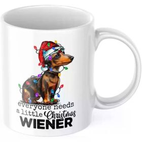 1pc Christmas Weiner Dog Ceramic Coffee Mug - 11oz Reusable Multipurpose Cup, Microwave