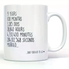 1pc Anniversary Ceramic Mug 11oz - Microwave Safe, Reusable, Hand Wash Only, Graphic Print