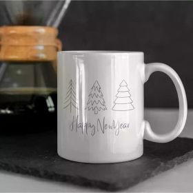 Happy New Year Ceramic Coffee Mug - Reusable, Microwave Safe, Hand Wash Only, Christmas
